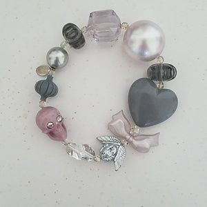 Tarina Tarantino Silver Skull beaded bracelet